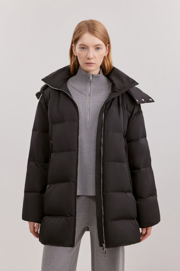 Удлиненный стеганый пуховик со съемным капюшоном Baon B0025522