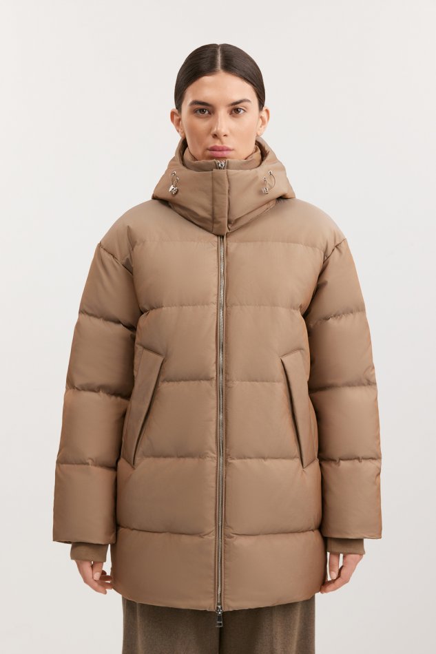 Удлиненный стеганый пуховик со съемным капюшоном Baon B0025522 - 3