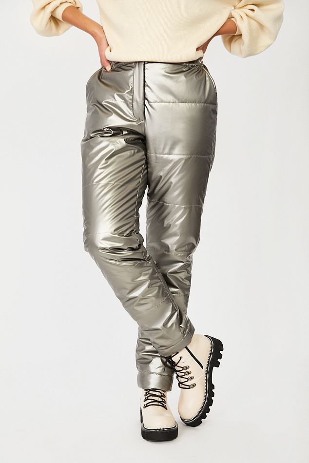 Блестящие утеплённые брюки - артикул B091509, цвет BLACK - купить по цене5759 руб. в интернет-магазине Baon
