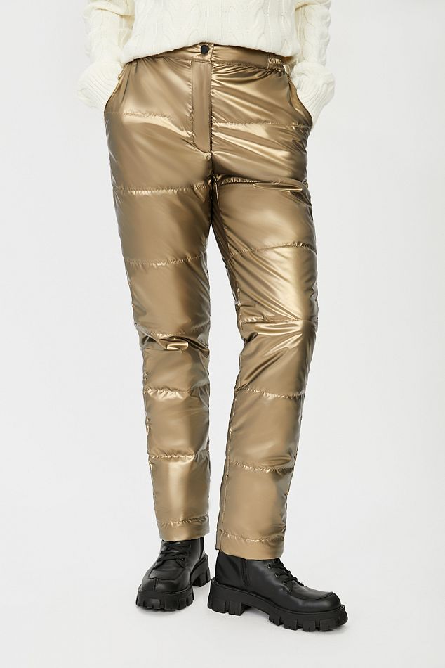 Блестящие утеплённые брюки - артикул B091509, цвет DARK BRONZE - купить поцене 5759 руб. в интернет-магазине Baon