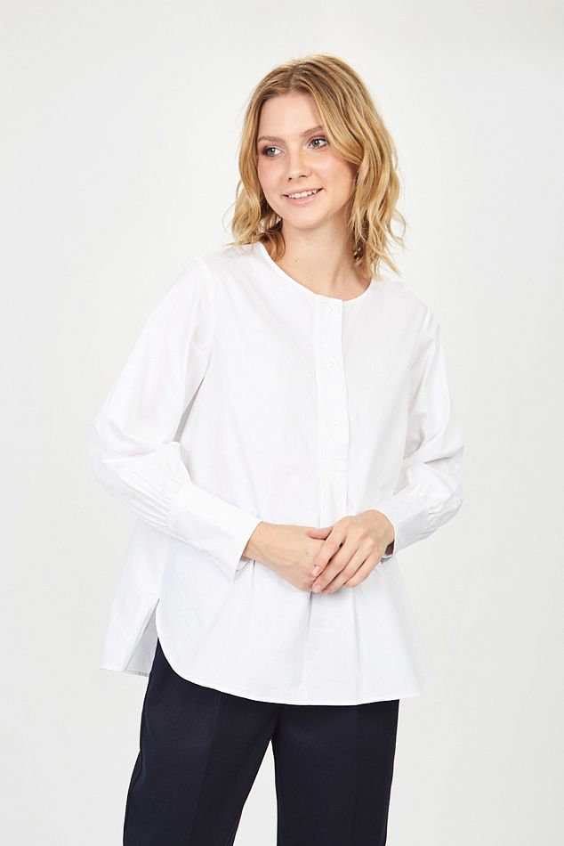 Свободная белая блузка - артикул B171511, цвет WHITE - купить по цене 0руб. в интернет-магазине Baon