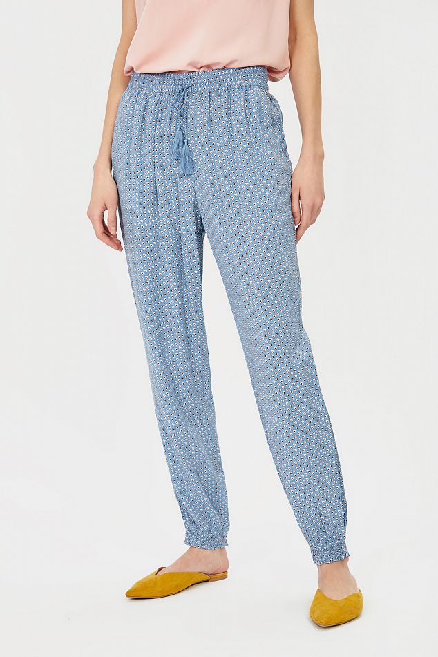 Летние брюки-шаровары с принтом - артикул B291020, цвет DARK FLAX PRINTED -купить по цене 2559 руб. в интернет-магазине Baon