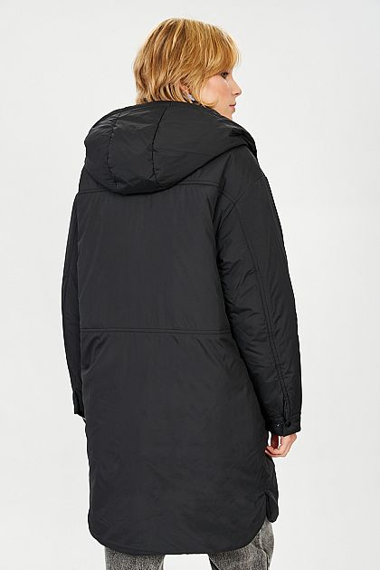 Прямое пальто с капюшоном B031506