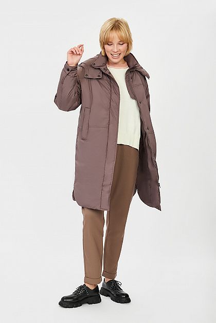 Прямое пальто с капюшоном Баон Baon B031506