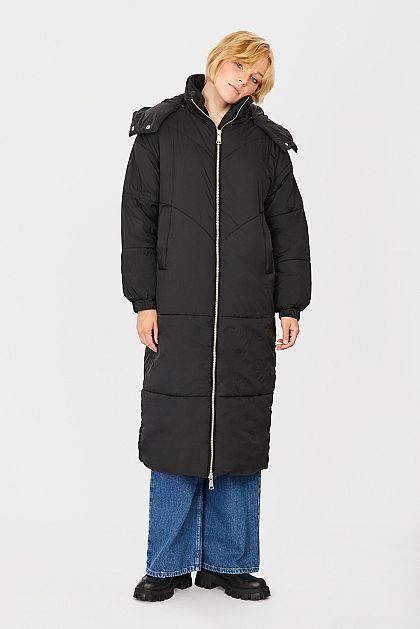 Пальто-оверсайз с капюшоном B031507