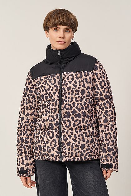 Леопардовая куртка с экопухом