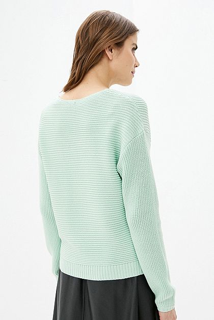 Пуловер в рельефную полоску  B131031