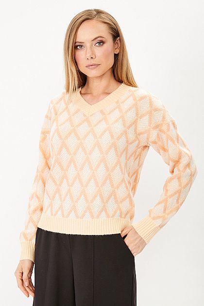 Пуловер с ромбами B131606