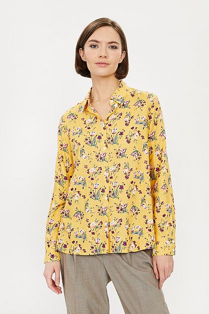 Льняная рубашка в цветок B171019