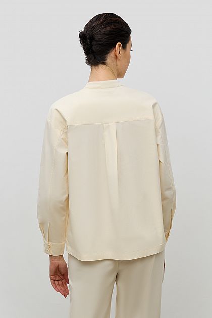 Свободная хлопковая блузка с воротником-стойкой Баон Baon B1723005