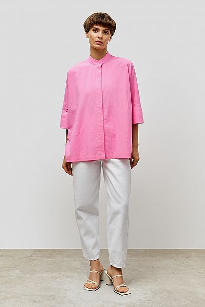 Хлопковая оверсайз блузка-кимоно   Баон Baon B1723018