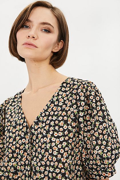 Блузка с мелким цветочным принтом B191008