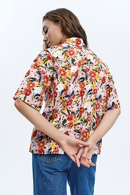 Широкая рубашка с принтом Баон Baon B1922011