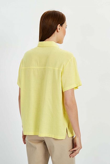 Льняная блузка-поло с вышивкой B1922035