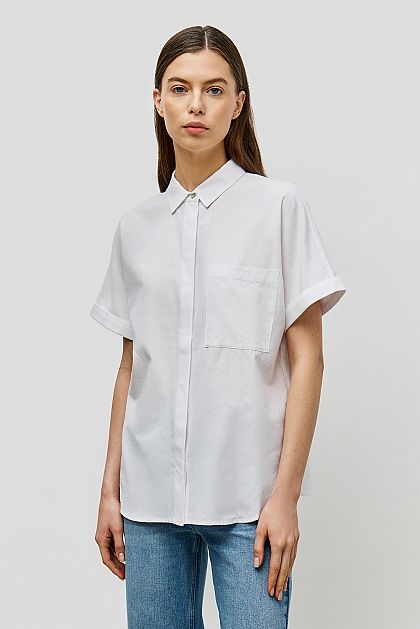 Однотонная блузка свободного кроя с коротким рукавом Баон Baon B1923005