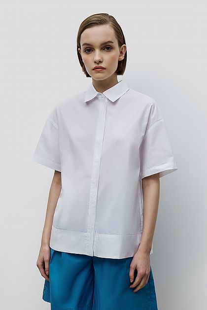 Удлиненная блузка прямого кроя с потайной застежкой Баон Baon B1923009