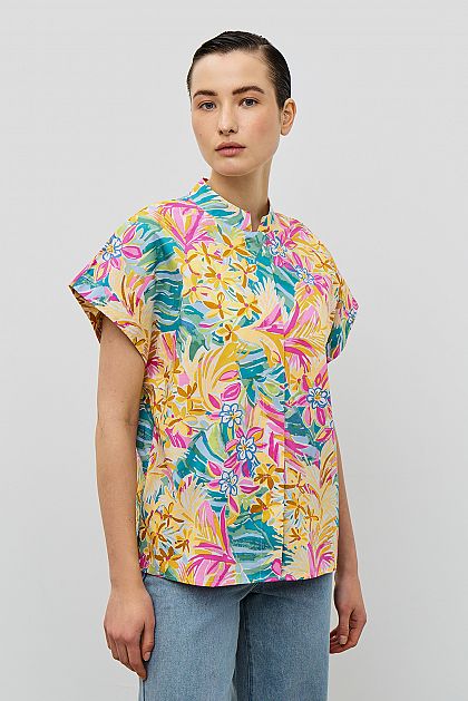 Хлопковая блузка прямого кроя с потайной застежкой Баон Baon B1923021