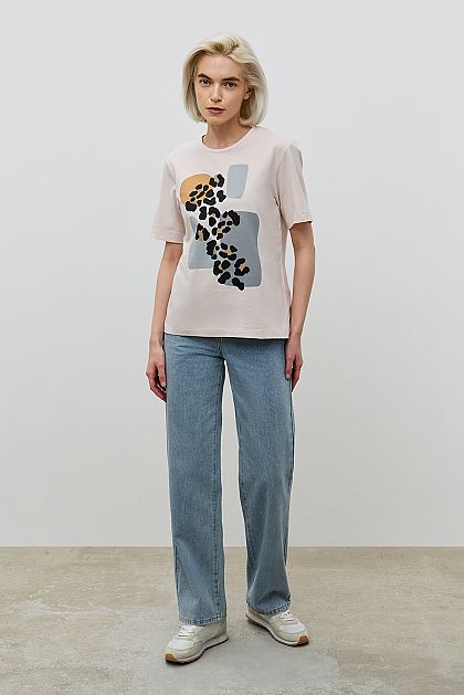 Хлопковая футболка с анималистичным принтом Баон Baon B2323036