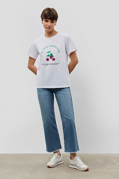 Хлопковая футболка свободного кроя с принтом Баон Baon B2323082