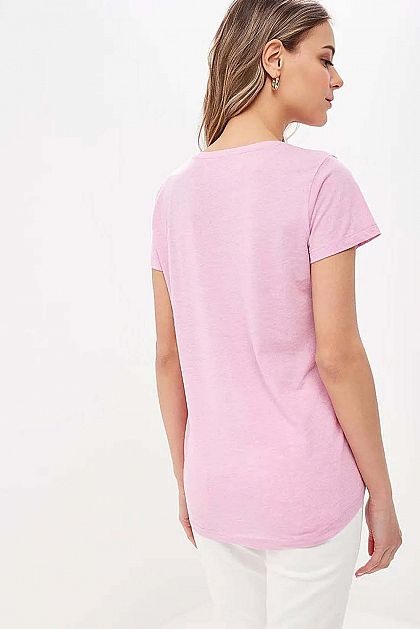 Розовая футболка с принтом B239079