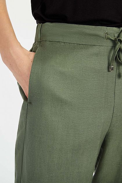 Костюмные брюки-джоггеры из льна B291029