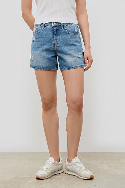 Короткие джинсовые прямые шорты Баон Baon B3223010
