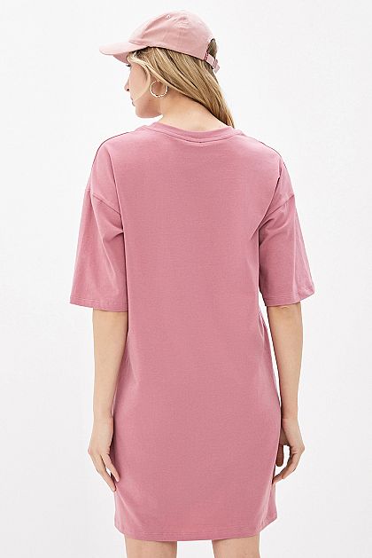 Трикотажное платье-футболка с надписью B451052