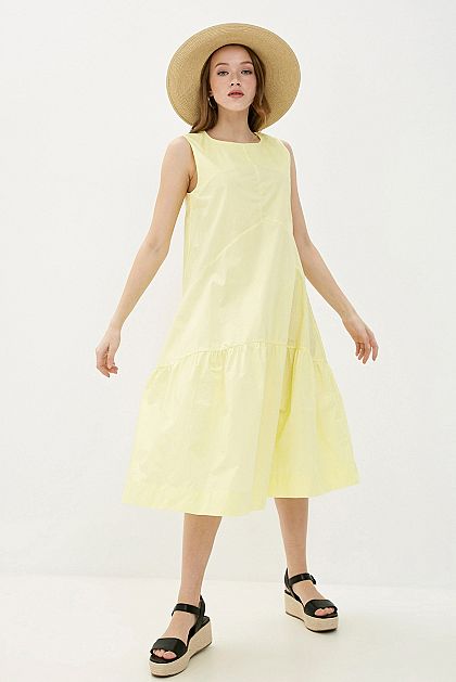 Хлопковое платье с воланом B451097