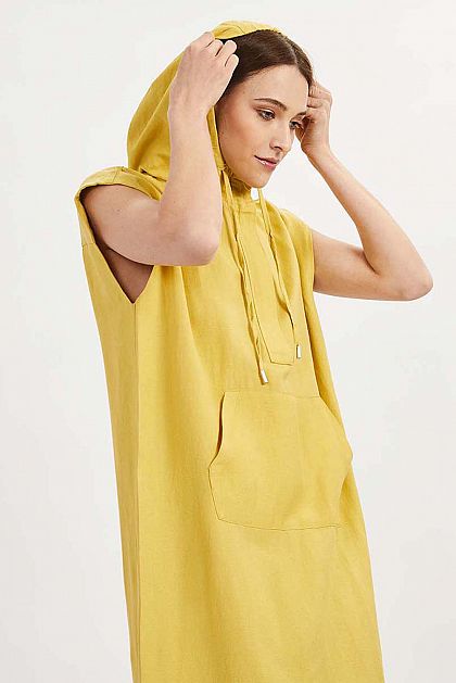 Льняное платье с капюшоном Баон Baon B4522025