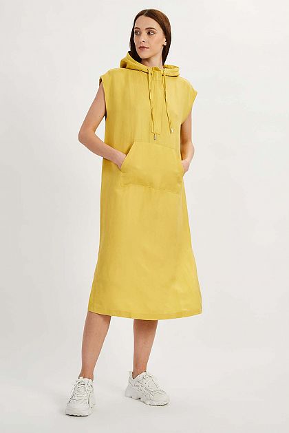 Льняное платье с капюшоном Баон Baon B4522025