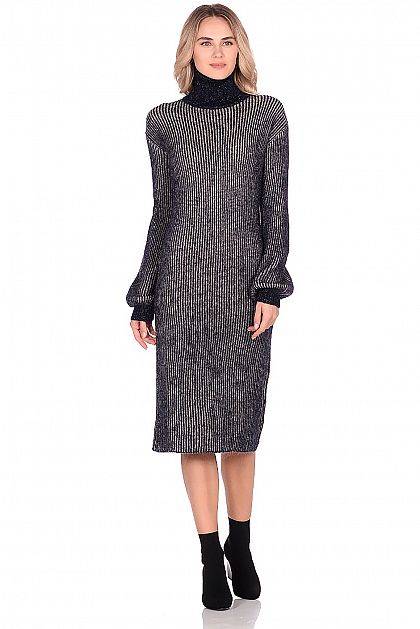 Платье-свитер из двухцветной пряжи B459510
