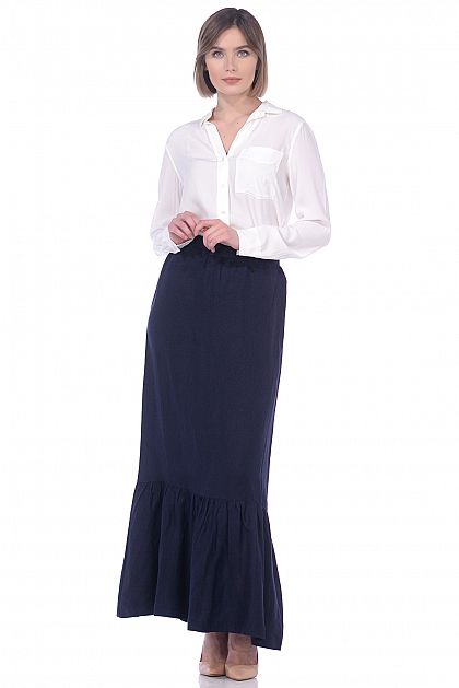 Длинная юбка из смесового льна Баон Baon B479019