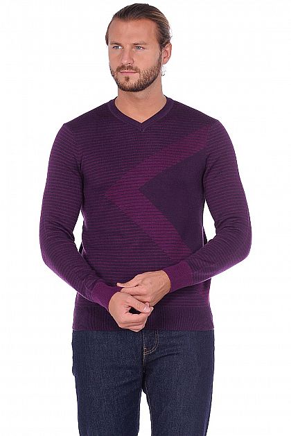 Пуловер с геометрическим узором  B639527