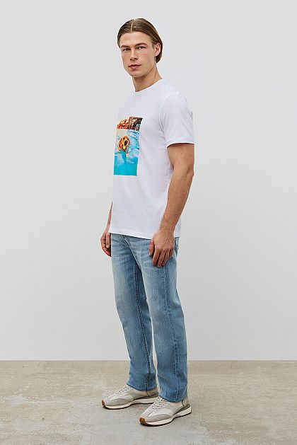 Хлопковая футболка прямого кроя с принтом Баон Baon B7323027