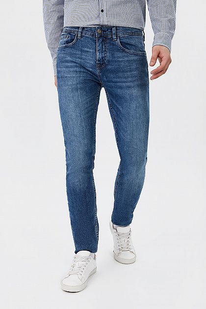 Синие джинсы-слим B801002