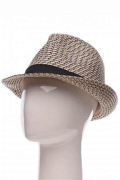Шляпа с разноцветным плетением B849001