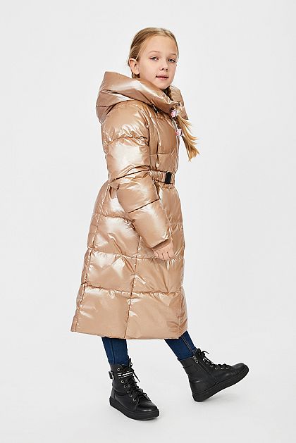 Блестящее пальто (эко пух) для девочки BK041807