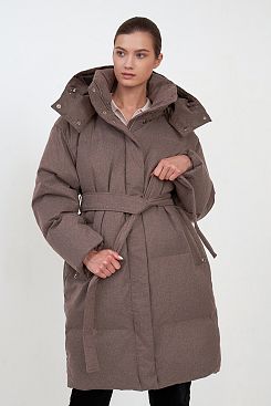 Baon, Пуховое пальто-оверсайз с поясом B0223514, FLINTMELANGE
