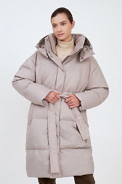 Baon, Пуховое пальто-оверсайз с поясом B0223514, OSTRICHMELANGE