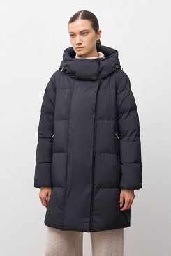Baon, Пуховое пальто с объёмным капюшоном WHY NOT B0223531, BLACK