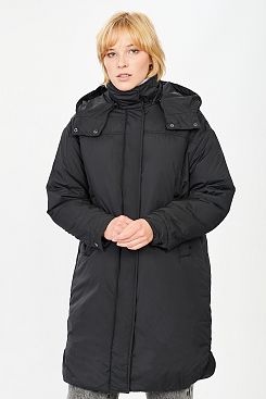 Baon, Прямое пальто с капюшоном B031506, BLACK