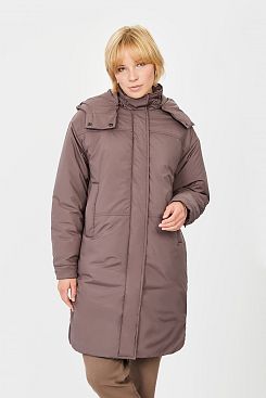 Baon, Прямое пальто с капюшоном B031506, TRUFFLE