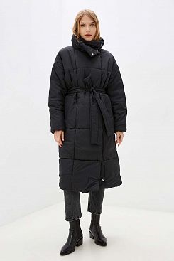 Baon, Пальто-оверсайз с поясом B031511, BLACK