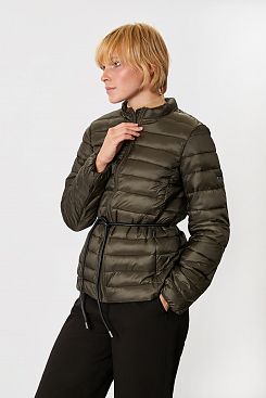 Стильная зимняя куртка с меховым воротником из эко-кожи
