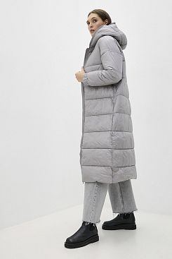 Baon, Пальто с капюшоном (эко пух)  B041531, NICEGREY
