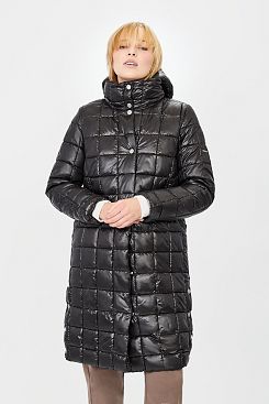 Baon, Пальто с простёжкой квадратами (эко пух)  B041545, BLACK