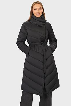 Baon, Пальто с поясом (эко пух)  B041824, BLACK