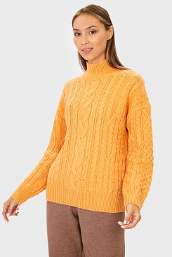 Baon, Шерстяной свитер с косами B131546, TANGERINE