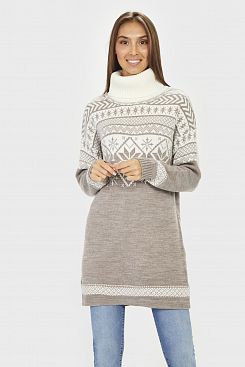 Baon, Длинный свитер со скандинавским узором B131621, ASHWOODMELANGE