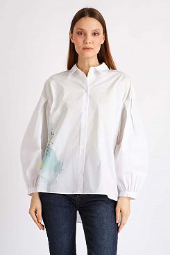 Baon, Рубашка с акварельным принтом B1722013, WHITE